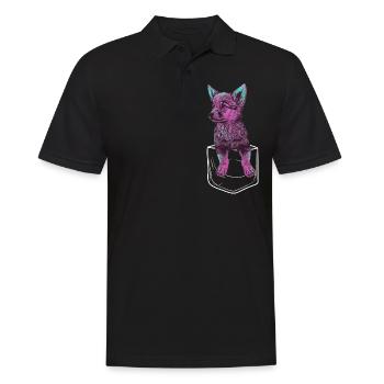 Bébé loup rose en format de poche - Polo Homme - noir - Devant - Kai (181cm)