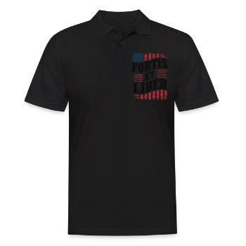 Amerikanische Flagge Fortis et Liber Patriotische Freiheit - Männer Poloshirt - Schwarz - Vorne - Kai (181cm)