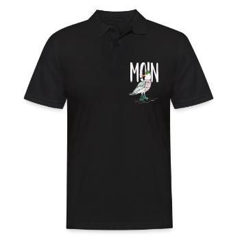 PLATTDEUTSCHER SPRUCH MIT MÖWE - Männer Poloshirt - Schwarz - Vorne - Kai (181cm)