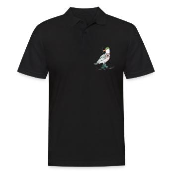 PLATTDEUTSCHER SPRUCH MIT MÖWE - Männer Poloshirt - Schwarz - Vorne - Kai (181cm)