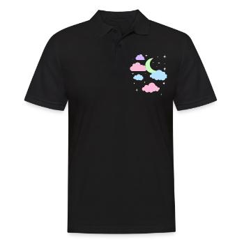 Niedlicher Pastel Goth Mond Wolken Kawaii - Männer Poloshirt - Schwarz - Vorne - Kai (181cm)
