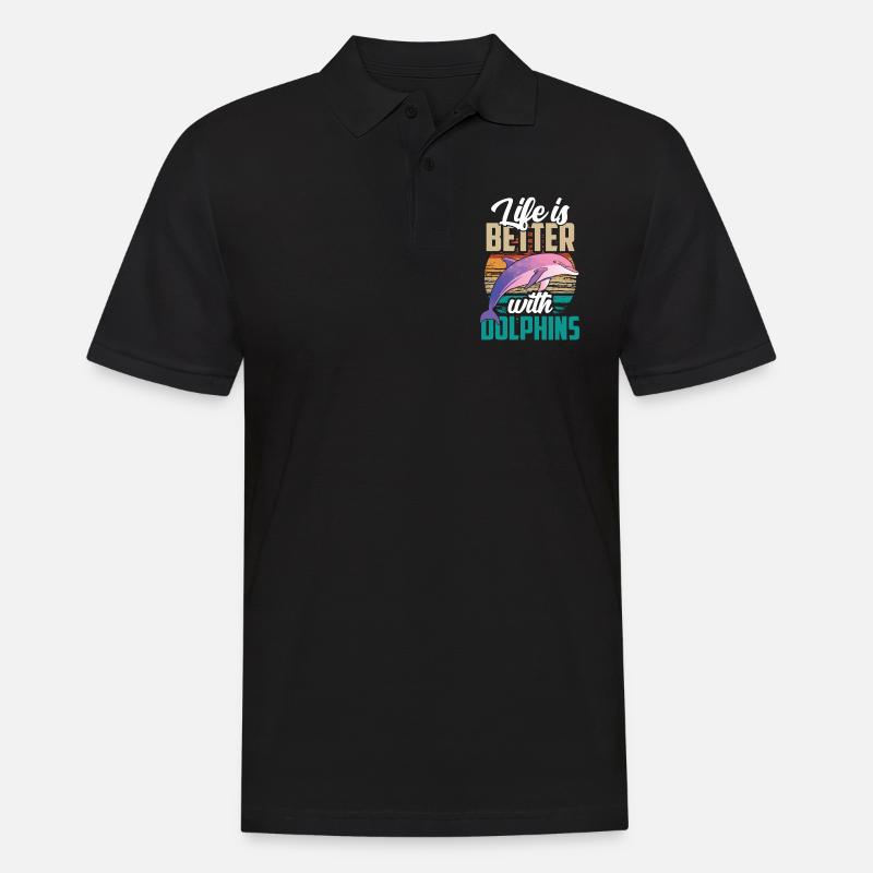Das Leben Ist Besser Mit Delfinen Delfin Delfine - Männer Poloshirt - Schwarz