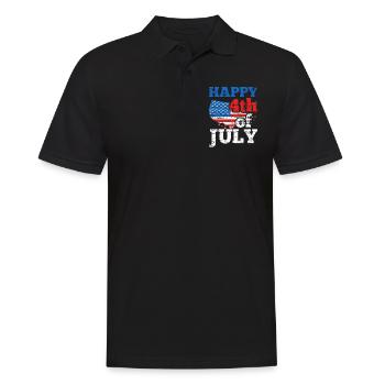 Frohen 4 Juli Happy 4Th Of July Amerika US USA - Männer Poloshirt - Schwarz - Vorne - Kai (181cm)