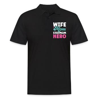 Ehefrau Mutter Stiefmutter Heldin Kind Ziehmutter - Männer Poloshirt - Schwarz - Vorne - Kai (181cm)
