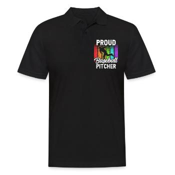 Proud Baseball Pitcher Hobby Pitcher Player - Men's Polo Shirt - black - Front - Kai (181cm)