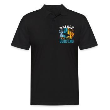 Nazaré Big Wave Surfing Waves Surfer Surfing - Men's Polo Shirt - black - Front - Kai (181cm)