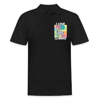 I love llamas llama animal llama sayings - Men's Polo Shirt - black - Front - Kai (181cm)