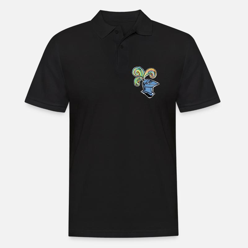 Regenbogen Ritterhelm - Männer Poloshirt - Schwarz