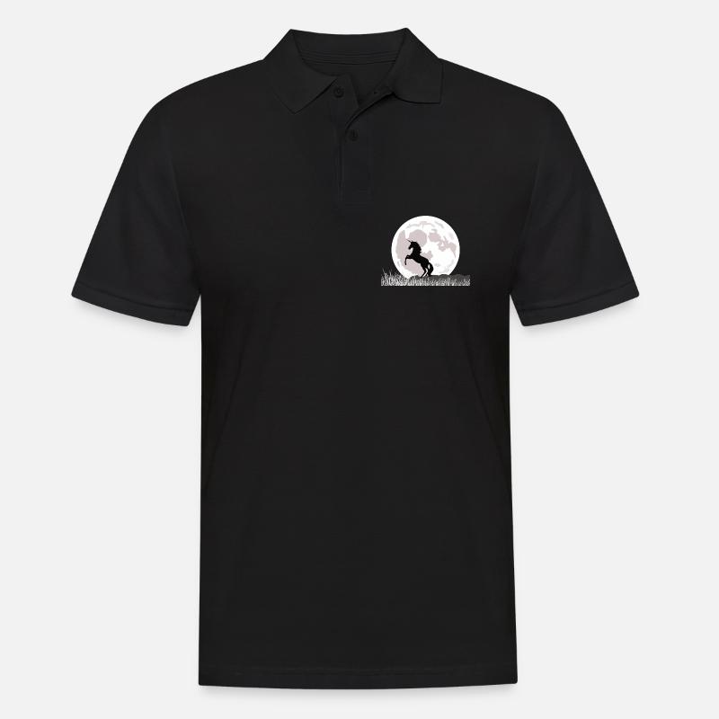 Mondschein-Einhorn über Graslandschaft - Männer Poloshirt - Schwarz