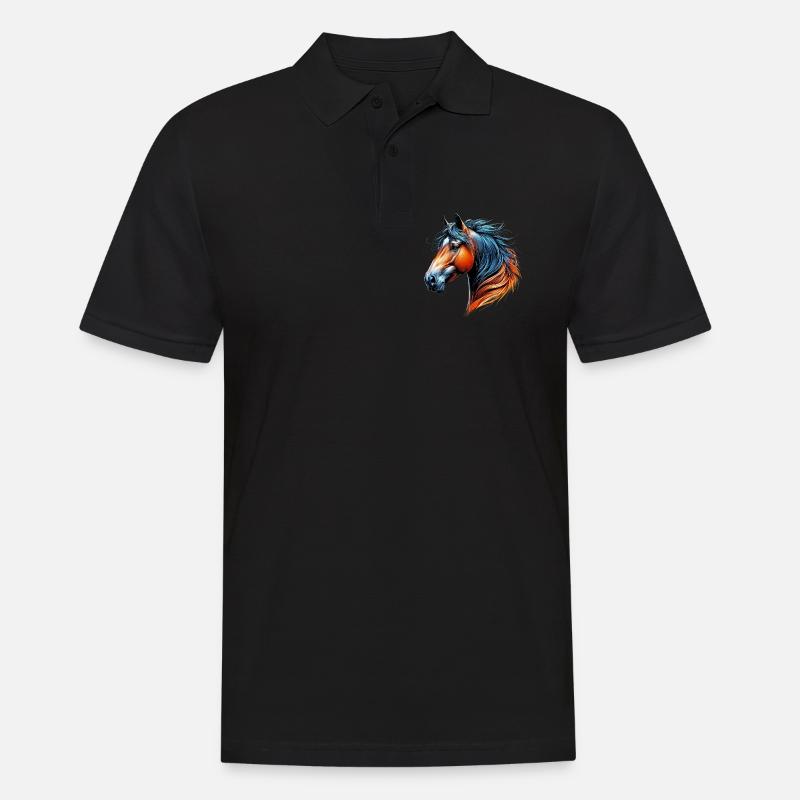 Pferd - Männer Poloshirt - Schwarz