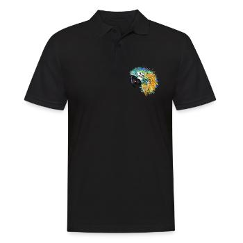 Colorful Parrot – Colorful Tropical Artwork - Men's Polo Shirt - black - Front - Kai (181cm)
