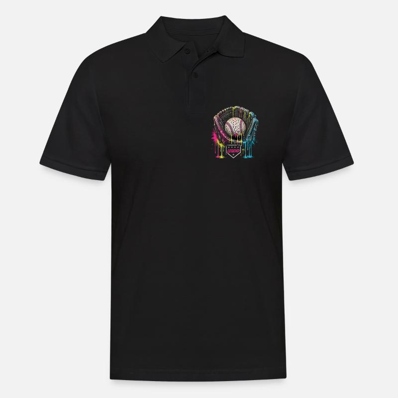 Baseball Handschuh Legend Bunt Grafik - Männer Poloshirt - Schwarz