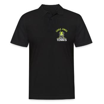Coole Jungs Spielen Tennis  - Männer Poloshirt - Schwarz - Vorne - Kai (181cm)