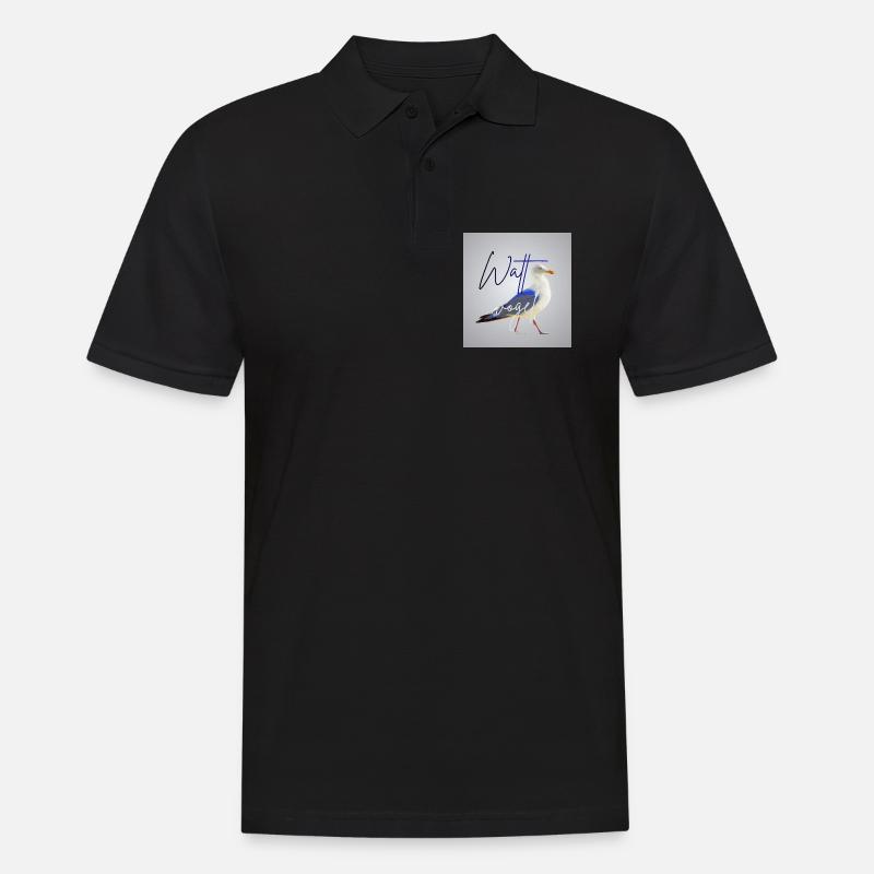 Wattvogel_3 - Männer Poloshirt - Schwarz