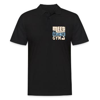 Meat Me at the Gym Fitness - jeu de mots - Polo Homme - noir - Devant - Kai (181cm)