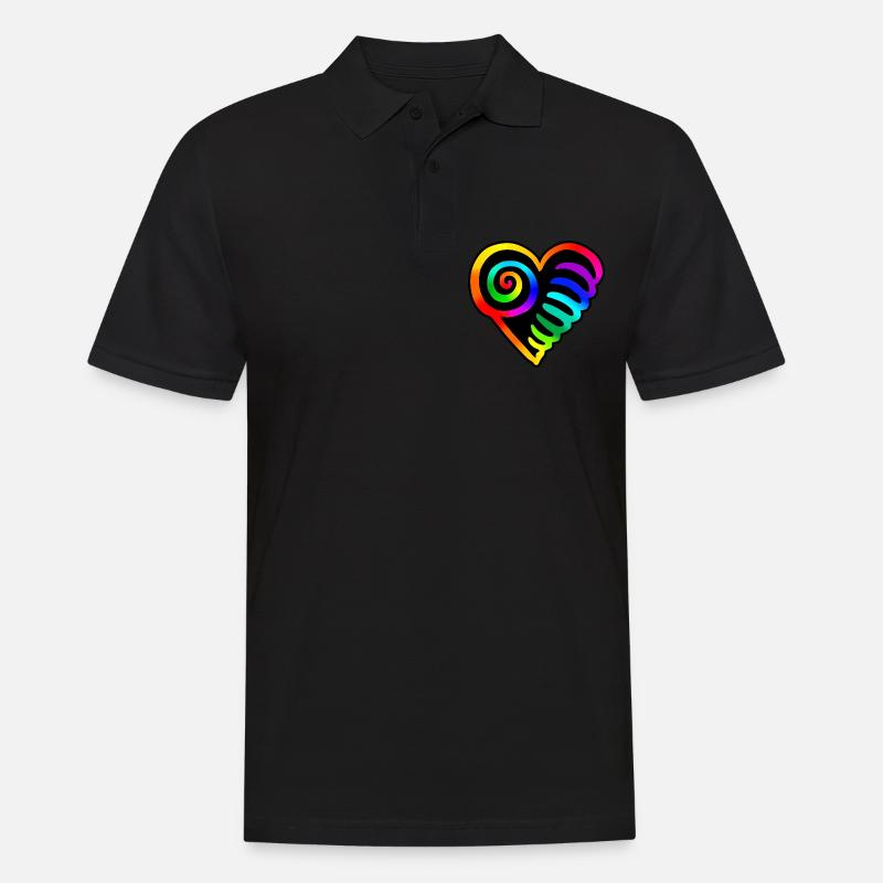 Herz Regenbogen - Männer Poloshirt - Schwarz