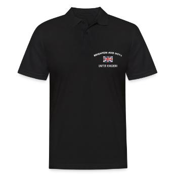 Brighton And Hove Royaume-Uni Vintage Drapeau Brite - Polo Homme - noir - Devant - Kai (181cm)