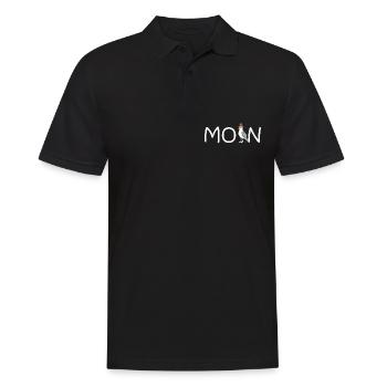PLATTDEUTSCHER SPRUCH MIT MÖWE - Männer Poloshirt - Schwarz - Vorne - Kai (181cm)