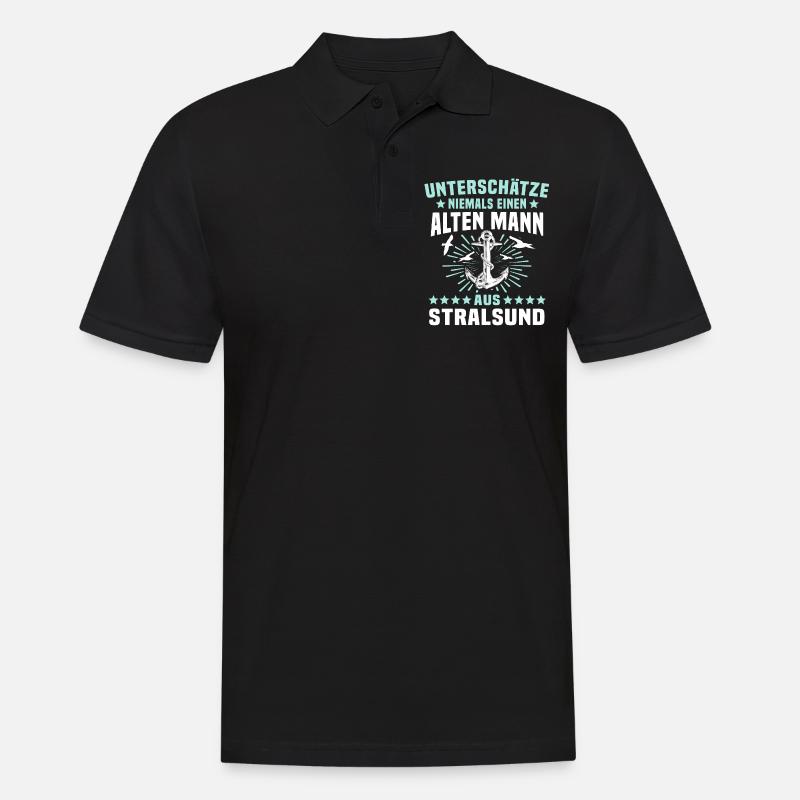 Stralsund Souvenir Ostsee - Männer Poloshirt - Schwarz