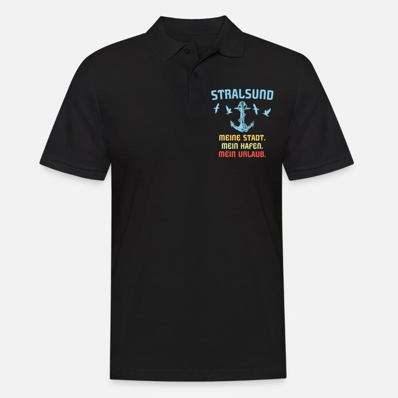 Urlaub Stralsund Sprüche - Männer Poloshirt - Schwarz