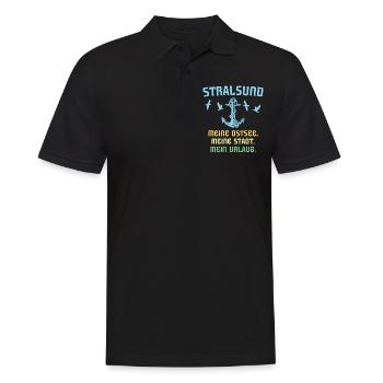 Urlaub Stralsund Ostsee - Männer Poloshirt - Schwarz - Vorne - Kai (181cm)
