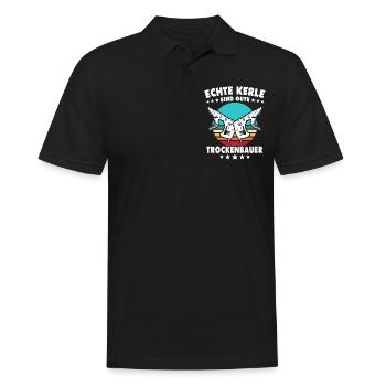 Trockenbauer Trockenbaumonteur Trockenbau - Männer Poloshirt - Schwarz - Vorne - Kai (181cm)