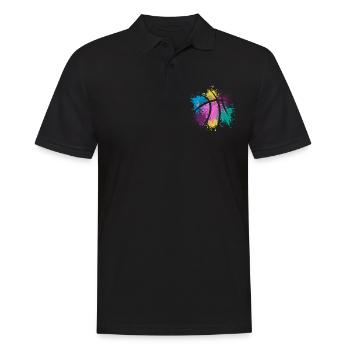 Farbenfrohes Design für Basketball Spieler - Männer Poloshirt - Schwarz - Vorne - Kai (181cm)
