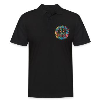 Flower Power Hippie Birthday - September 2016 - Men's Polo Shirt - black - Front - Kai (181cm)