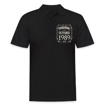 Vintage - Original since October 1989 Birthday - Men's Polo Shirt - black - Front - Kai (181cm)