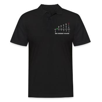1N23456 Motorrad Gangschaltung - Adrenalin - Puls - Männer Poloshirt - Schwarz - Vorne - Kai (181cm)