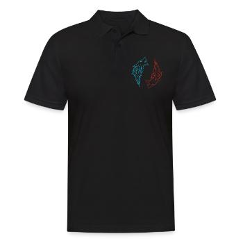 Nordic Wolf FENRIR symmetrisch zweifarbig - Männer Poloshirt - Schwarz - Vorne - Kai (181cm)