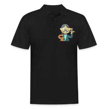 Art gentleman avec cadeau monocle et barbe - Polo Homme - noir - Devant - Kai (181cm)