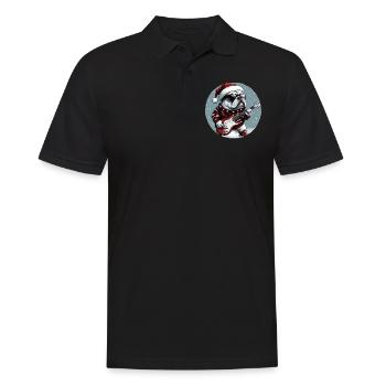 Bulldog Hund Weihnachten Rocker Gitarre - Männer Poloshirt - Schwarz - Vorne - Kai (181cm)