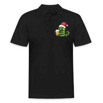 Worm Christmas Beer Funny - Men's Polo Shirt - black - Front - Kai (181cm)