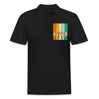 Brave Gebärdensprache für Männer und Frauen - Männer Poloshirt - Schwarz - Vorne - Kai (181cm)