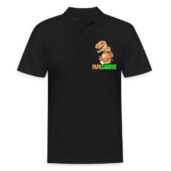 Papasaurus Dino Sohn Papa Vatertag Dinosaurier - Männer Poloshirt - Schwarz - Vorne - Kai (181cm)