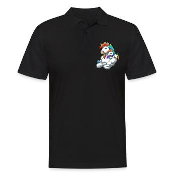 Einhorn Vater und Kind für einen Einhorn - Männer Poloshirt - Schwarz - Vorne - Kai (181cm)