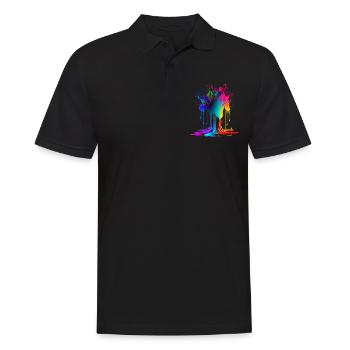 Color Splash für Männer und Frauen - Männer Poloshirt - Schwarz - Vorne - Kai (181cm)
