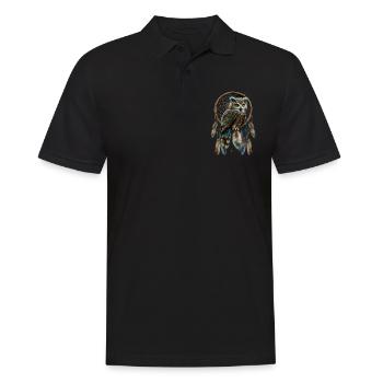 Eule Traumfänger Vogel Federn - Männer Poloshirt - Schwarz - Vorne - Kai (181cm)