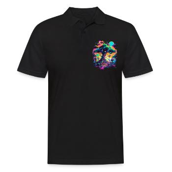 Futuristische Fantasy Pilzlandschaft Pilze - Männer Poloshirt - Schwarz - Vorne - Kai (181cm)