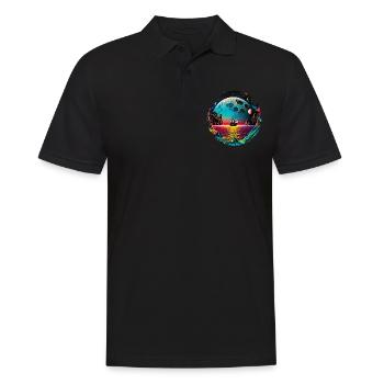 Fantasy Universum Planet Schiff Meer - Männer Poloshirt - Schwarz - Vorne - Kai (181cm)