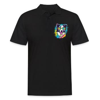 Border Collie Hund Hunderasse - Männer Poloshirt - Schwarz - Vorne - Kai (181cm)