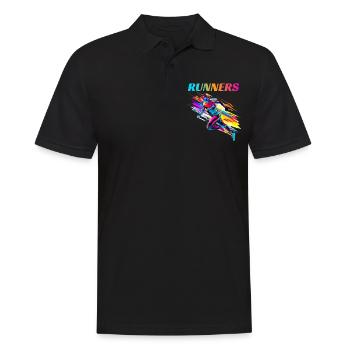 Dynamische Läufer Lauf Wettkampf - Männer Poloshirt - Schwarz - Vorne - Kai (181cm)