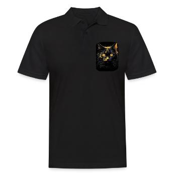 Schwarze Katze mit gelben Augen - Männer Poloshirt - Schwarz - Vorne - Kai (181cm)