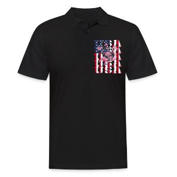 Faultier Flamingo American Pride Patriotic USA - Männer Poloshirt - Schwarz - Vorne - Kai (181cm)
