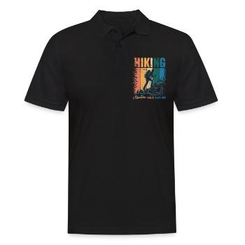 Hiking Wild Nature Wandern Wanderung für einen - Männer Poloshirt - Schwarz - Vorne - Kai (181cm)
