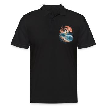 Strand Sunset Beach Sonnenuntergang Meer - Männer Poloshirt - Schwarz - Vorne - Kai (181cm)