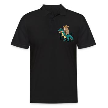 Niedliches Capybara auf Dinosaurier für einen - Männer Poloshirt - Schwarz - Vorne - Kai (181cm)