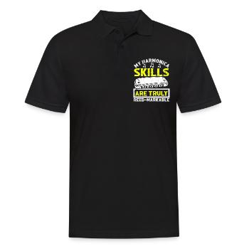 Harmonikaspieler für Munharmonika Spieler - Männer Poloshirt - Schwarz - Vorne - Kai (181cm)