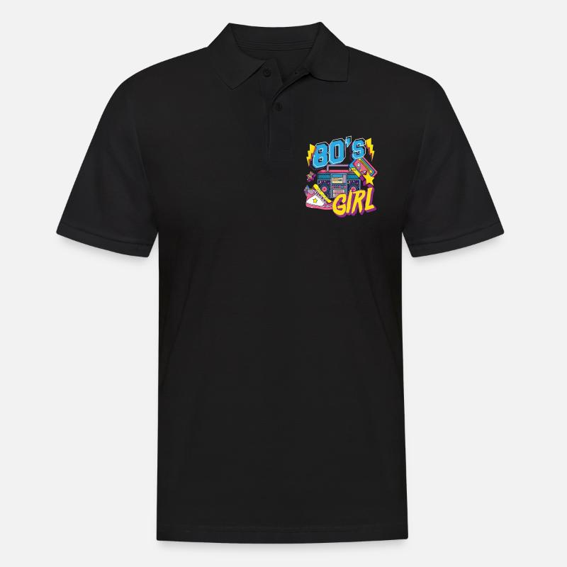 80er Jahre Mädchen Mottoparty Geschenk - Männer Poloshirt - Schwarz